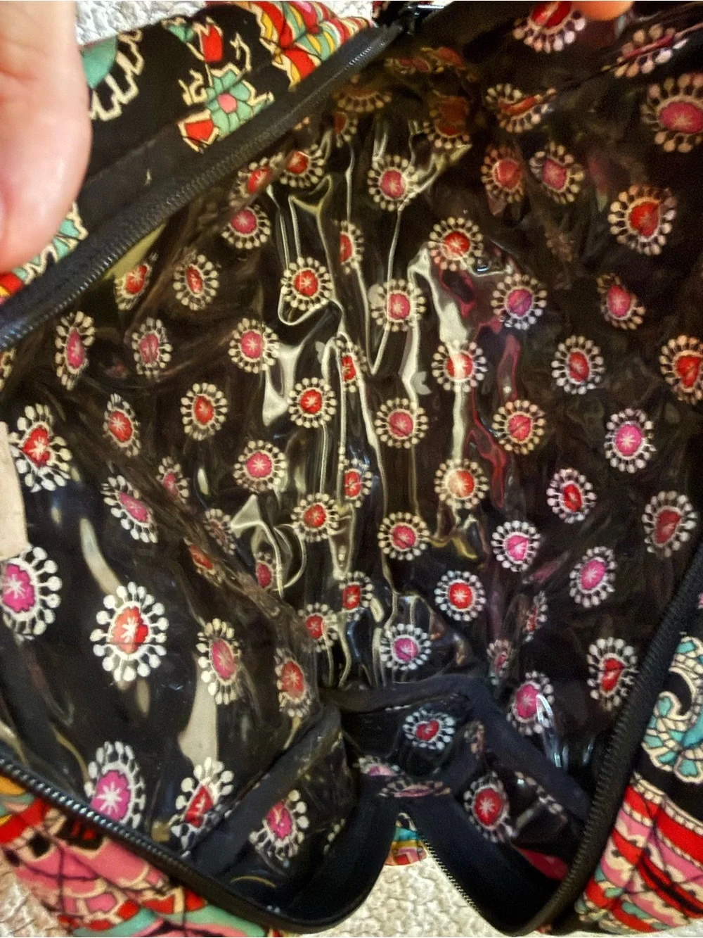 Vera Bradley colorful paisley floral pattern quilted makeup storage bag
